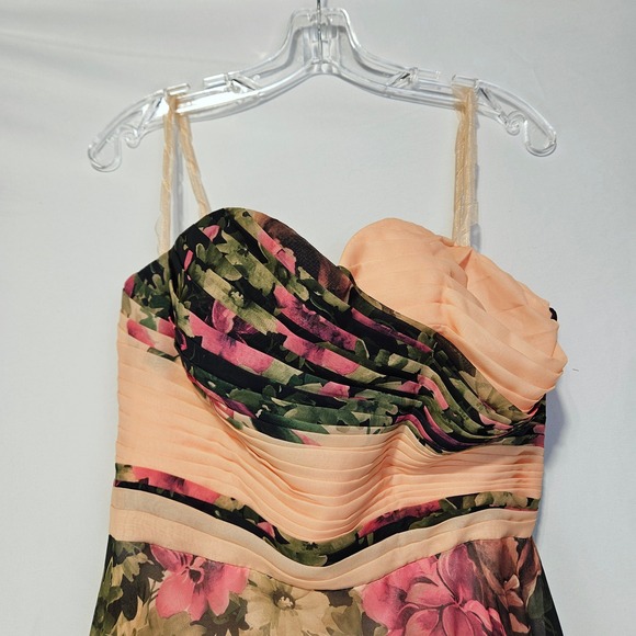 Grace Karin Womens Peach Floral Chiffon Corset Back Formal Maxi Dress 8 Prom - Picture 3 of 16